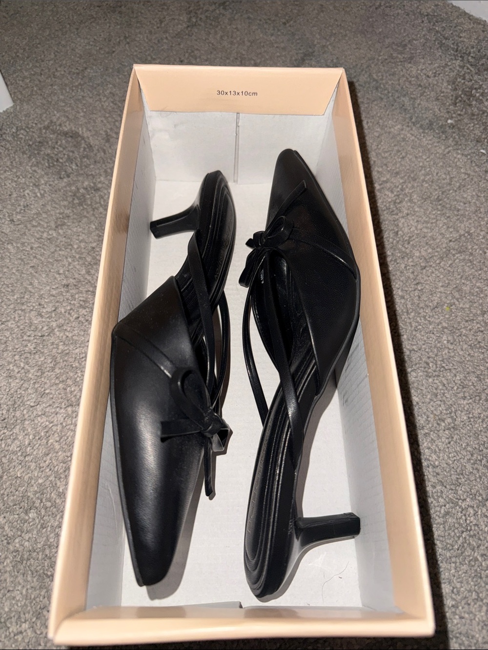 BCBGMaxAzria Black Pointed Bow-Detail Slip-On Mules